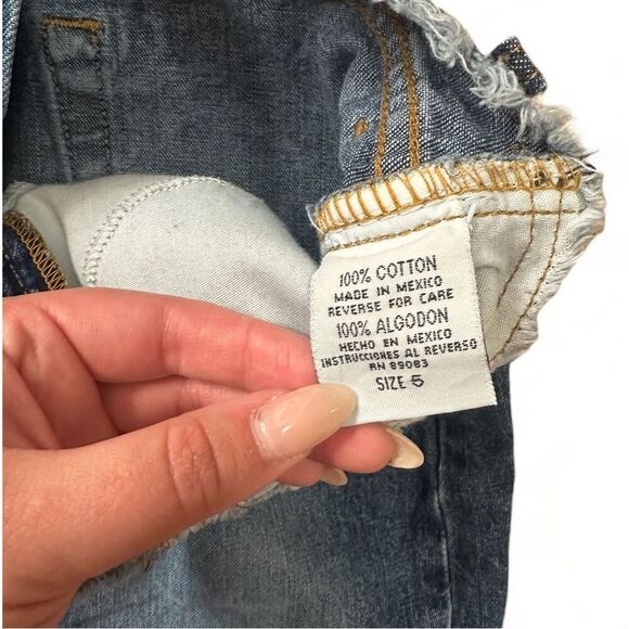 Lei 90s y2k Distressed Denim Slit Maxi Pencil Skirt Cut Off Hem | Size Juniors 5 - Picture 8 of 9